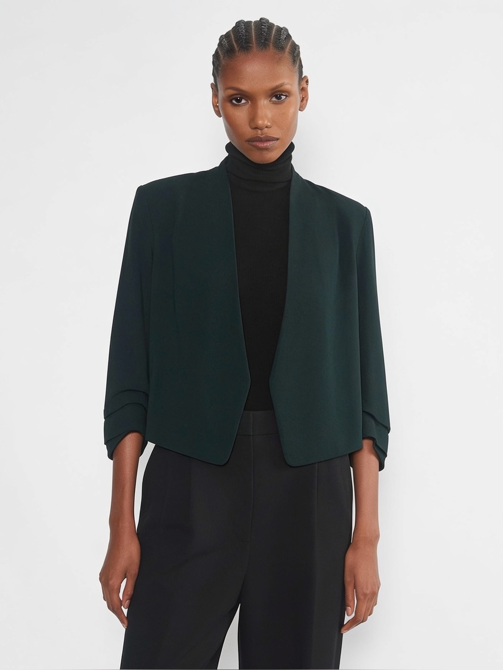 Aritzia Babaton Cropped Power Blazer – Forrest Green